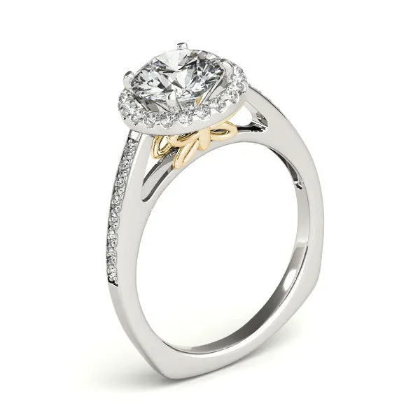 Butterfly Accented Diamond Halo Engagement Ring - Farfalla