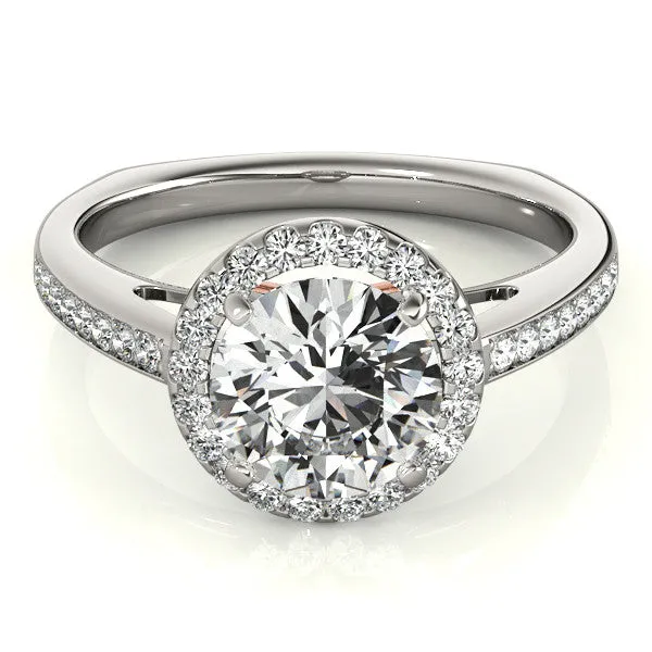 Butterfly Accented Diamond Halo Engagement Ring - Farfalla