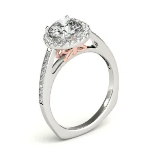 Butterfly Accented Diamond Halo Engagement Ring - Farfalla