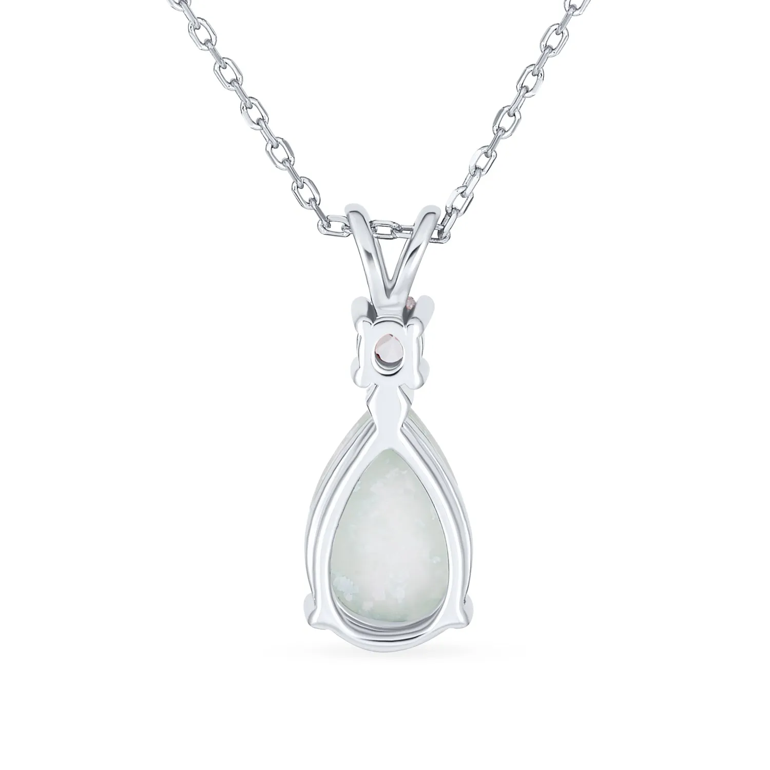 Classic Gemstone CZ Infinity Teardrop Opal Pendant Necklace Rose Gold Sterling Silver