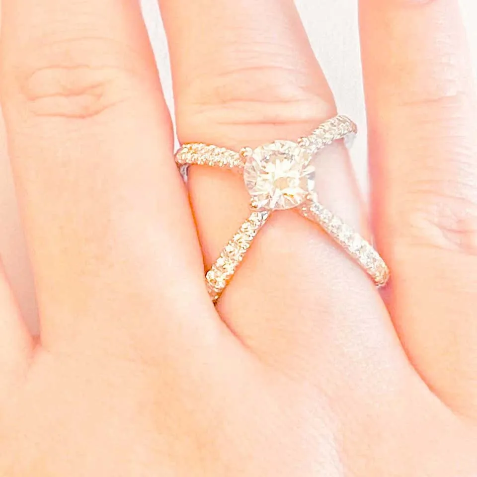 Crisscross Diamond Engagement Ring