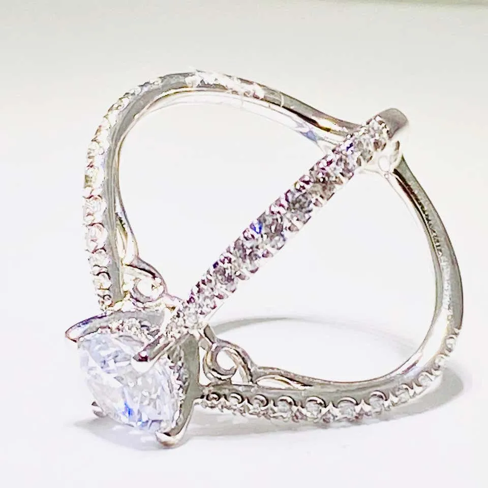 Crisscross Diamond Engagement Ring