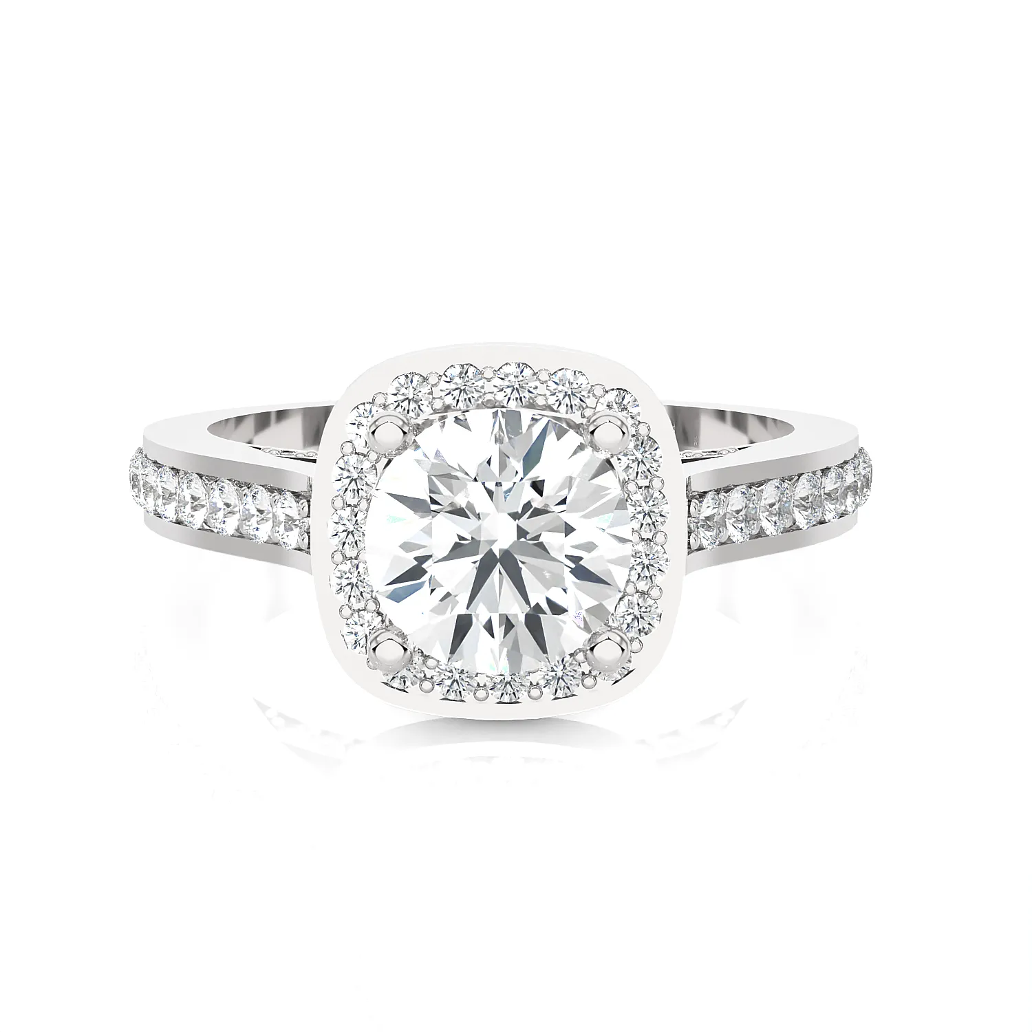 Cushion Cut Lab Grown Diamond Halo Engagement Ring