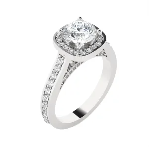 Cushion Cut Lab Grown Diamond Halo Engagement Ring