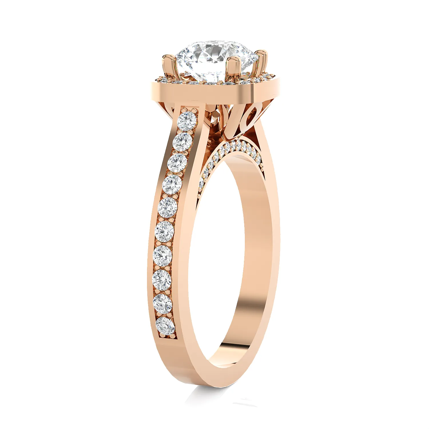 Cushion Cut Lab Grown Diamond Halo Engagement Ring