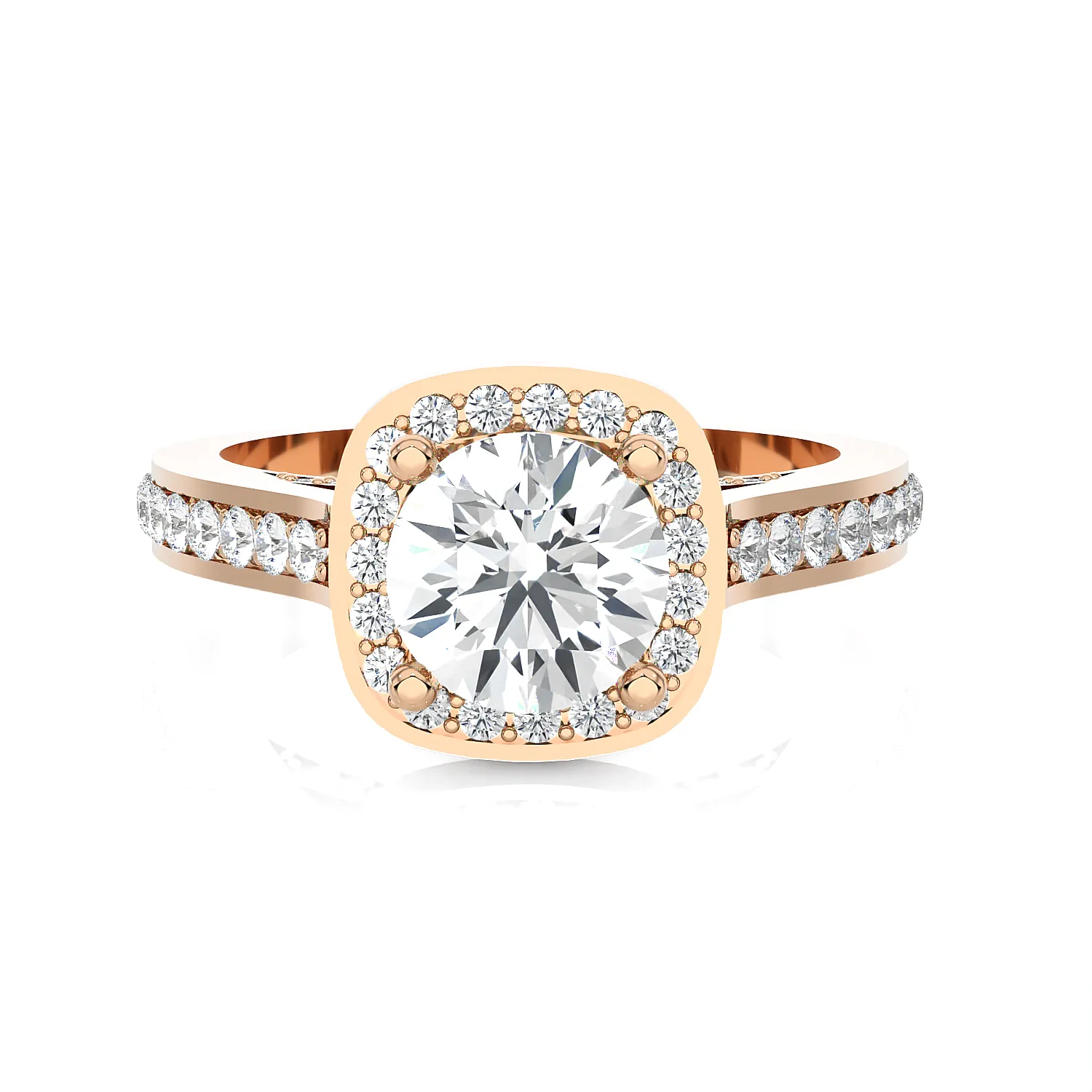 Cushion Cut Lab Grown Diamond Halo Engagement Ring