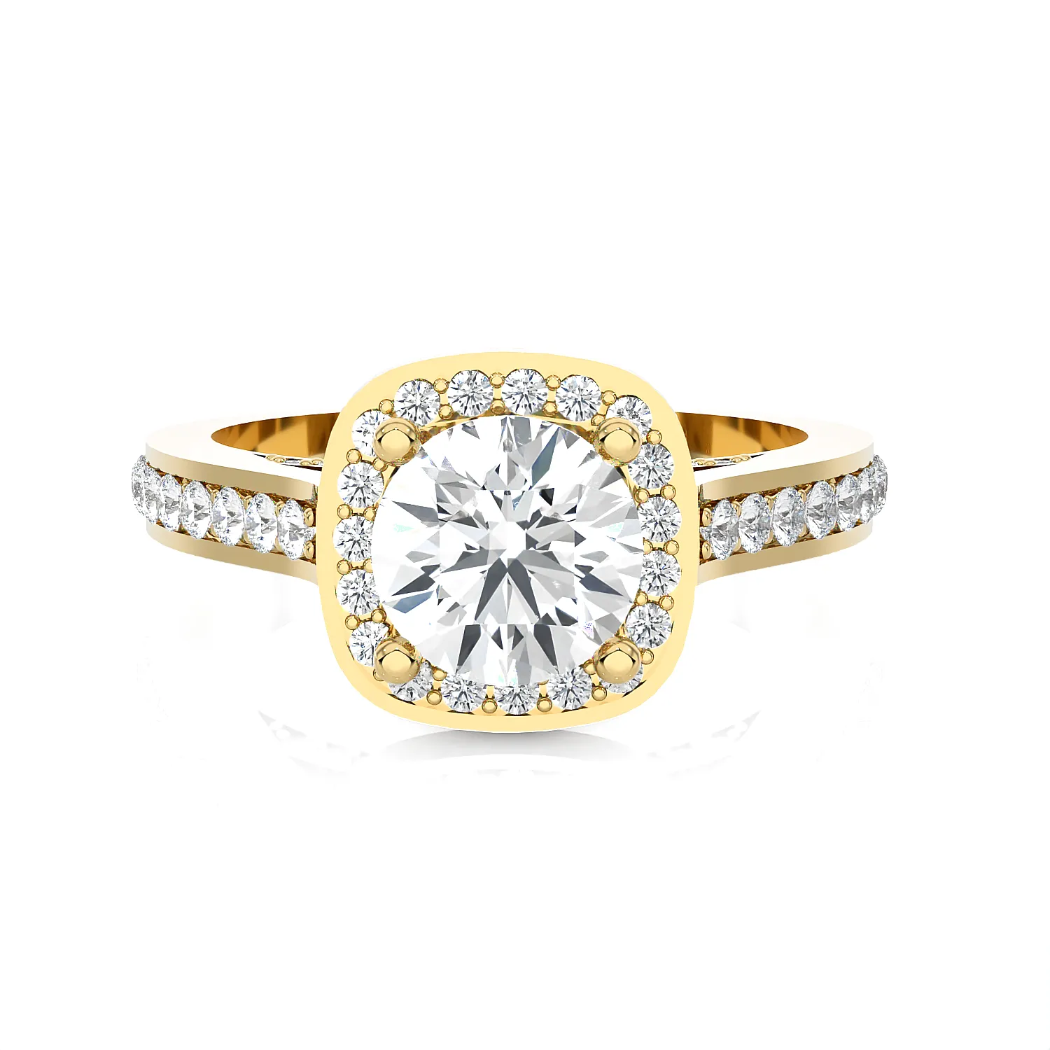 Cushion Cut Lab Grown Diamond Halo Engagement Ring