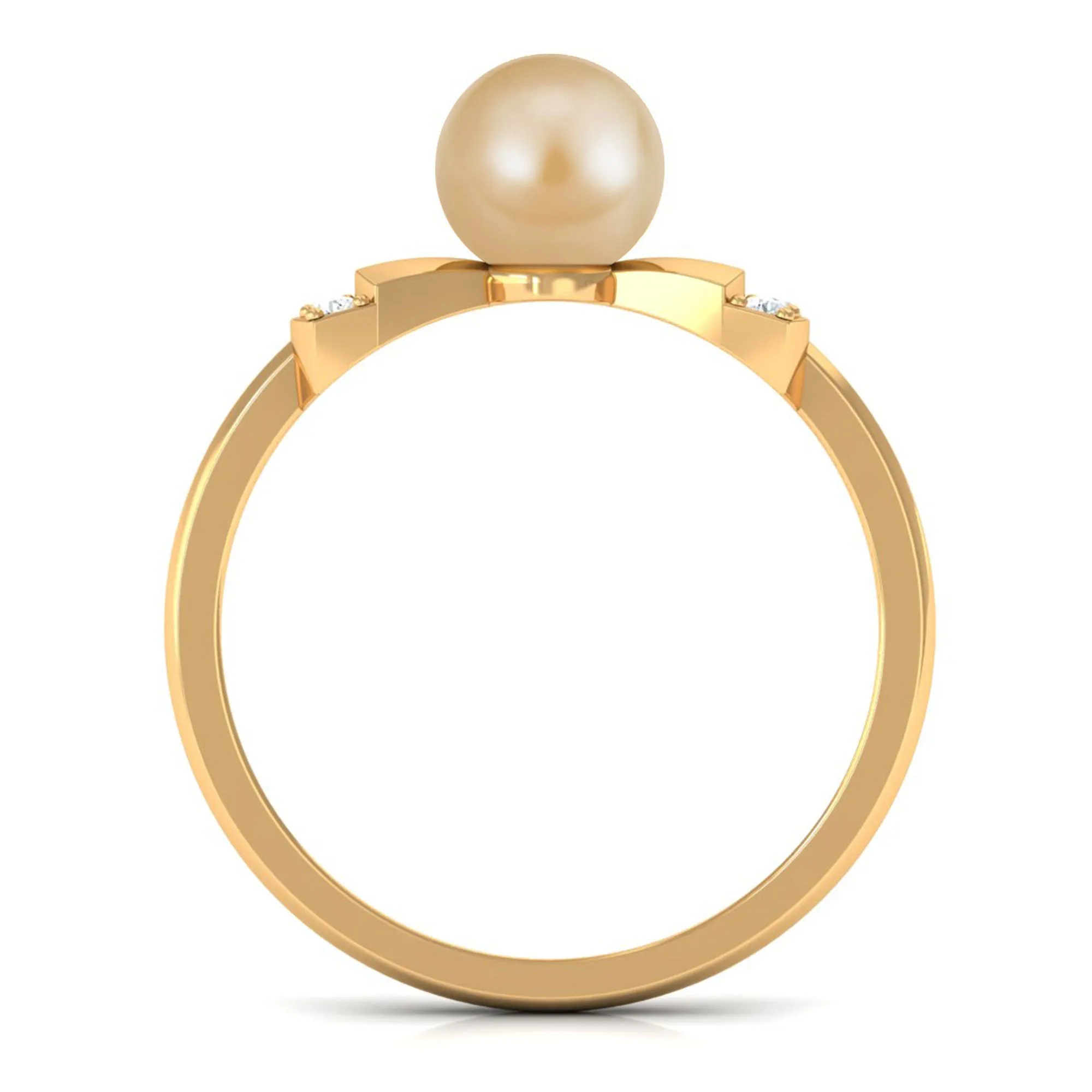 Cute Bow Engagement Ring with South Sea Pearl and Diamond