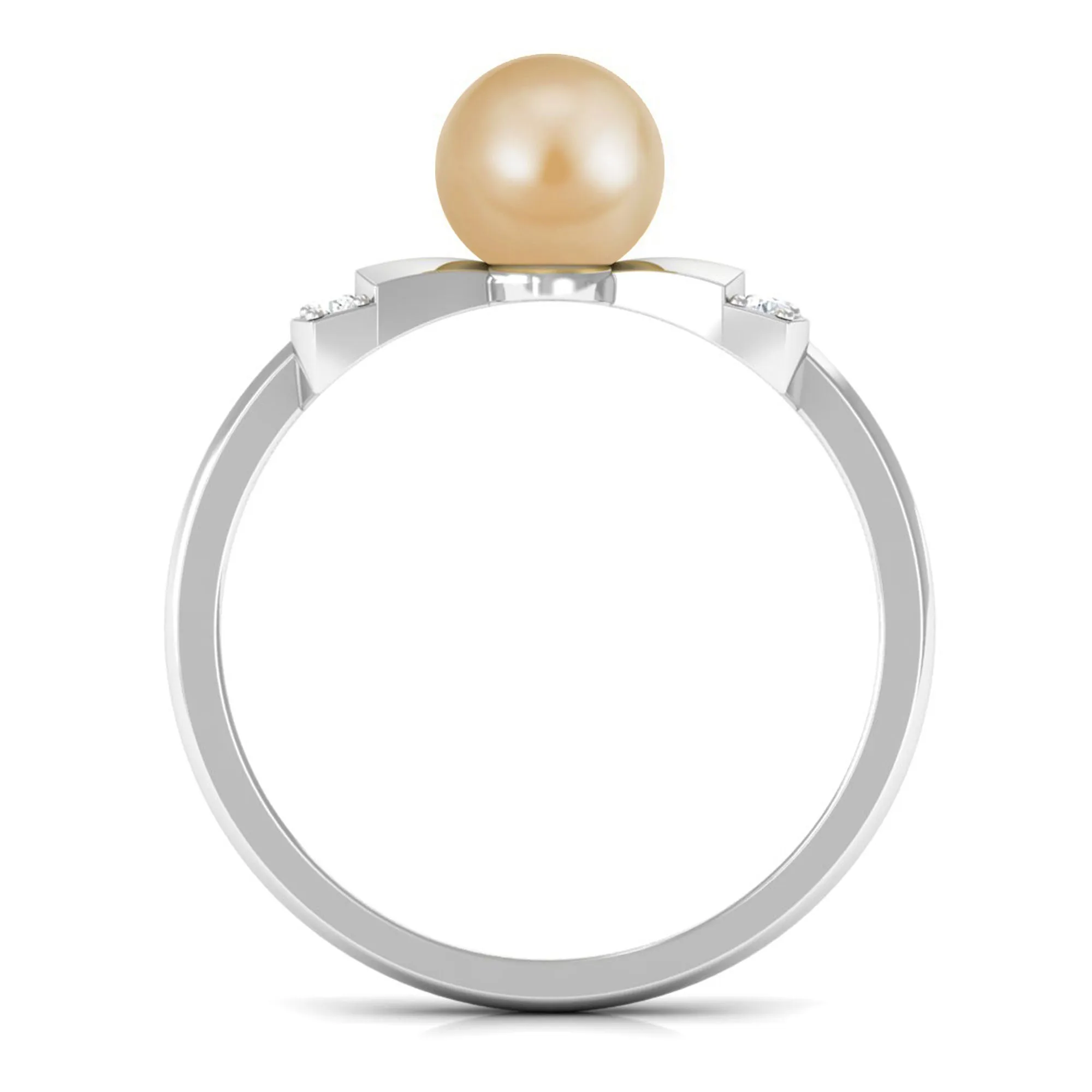 Cute Bow Engagement Ring with South Sea Pearl and Diamond