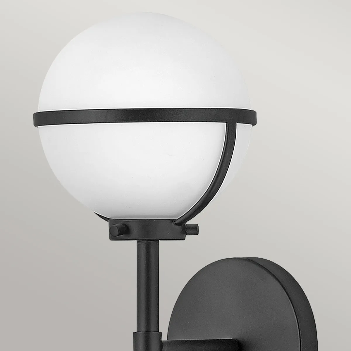 Decolight  Hollis 1 Light Wall Light in Black & Opal Glass