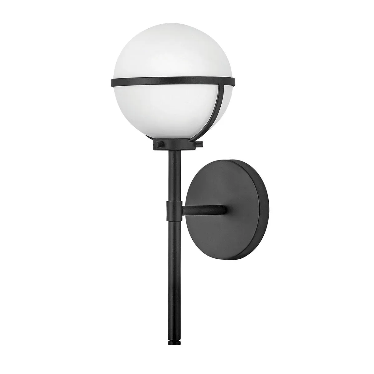 Decolight  Hollis 1 Light Wall Light in Black & Opal Glass