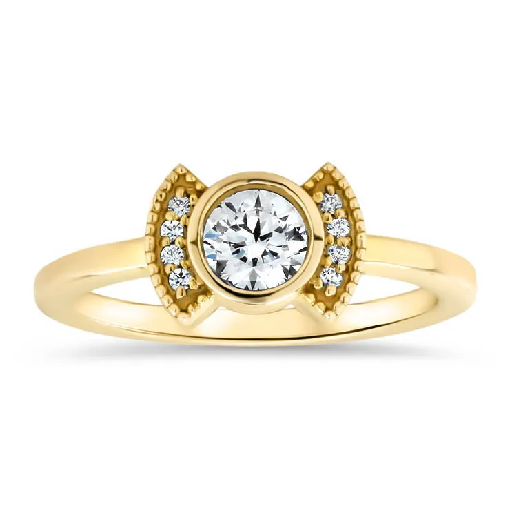 Diamond Setting Bezel Set Engagement Ring - Cora