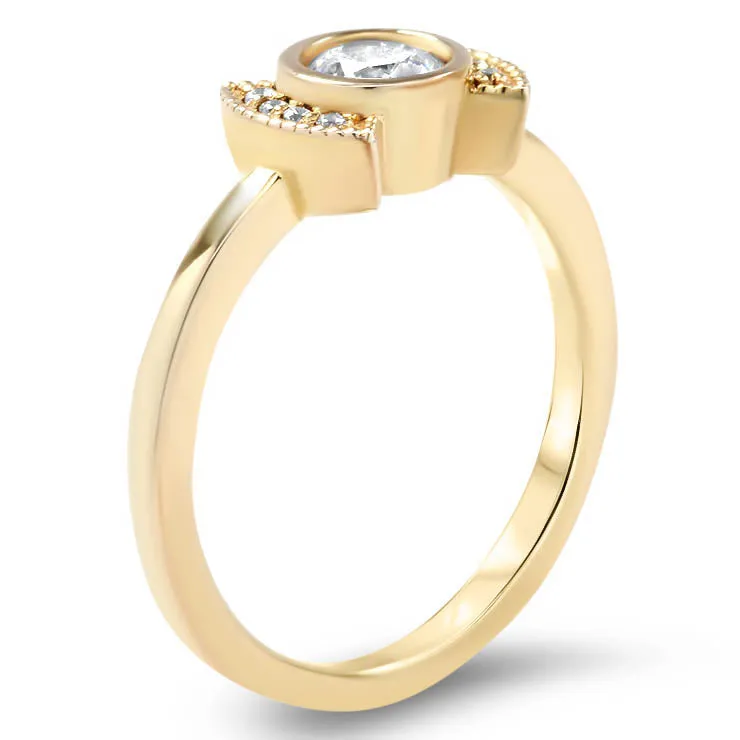 Diamond Setting Bezel Set Engagement Ring - Cora