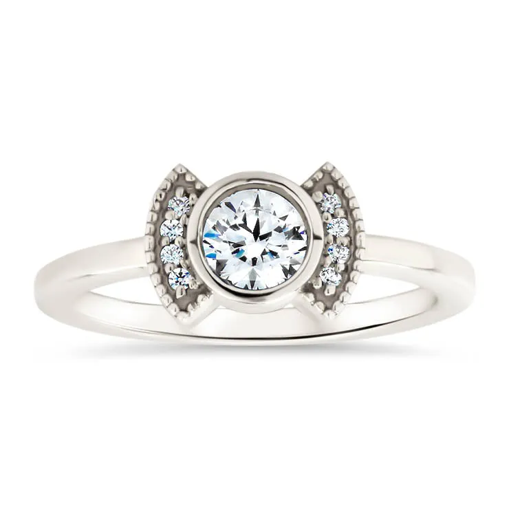 Diamond Setting Bezel Set Engagement Ring - Cora