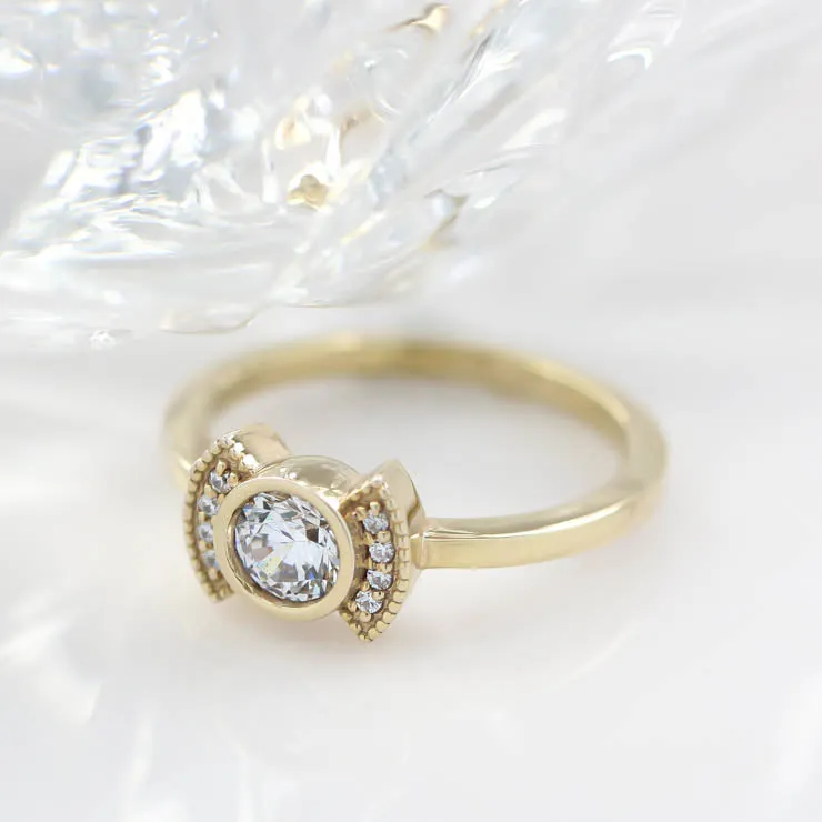 Diamond Setting Bezel Set Engagement Ring - Cora