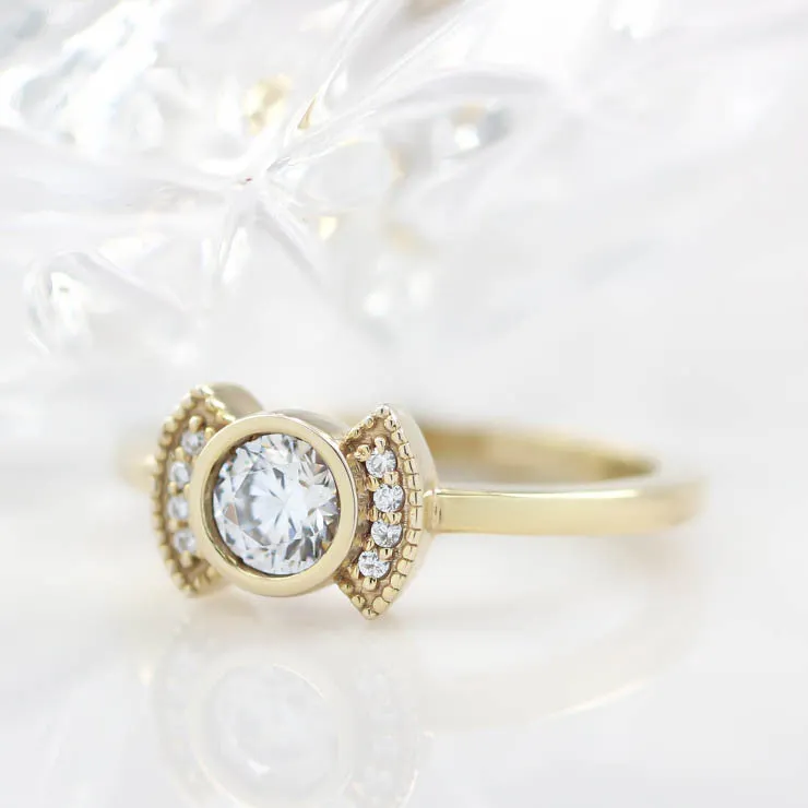 Diamond Setting Bezel Set Engagement Ring - Cora