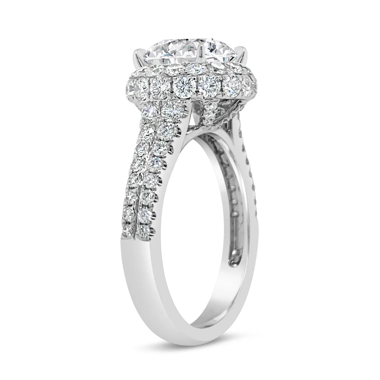 Double-Edge Halo Diamond Engagement Ring with Diamond Gallery