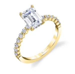 Emerald Cut Classic Engagement Ring - Athena 18k Gold Yellow