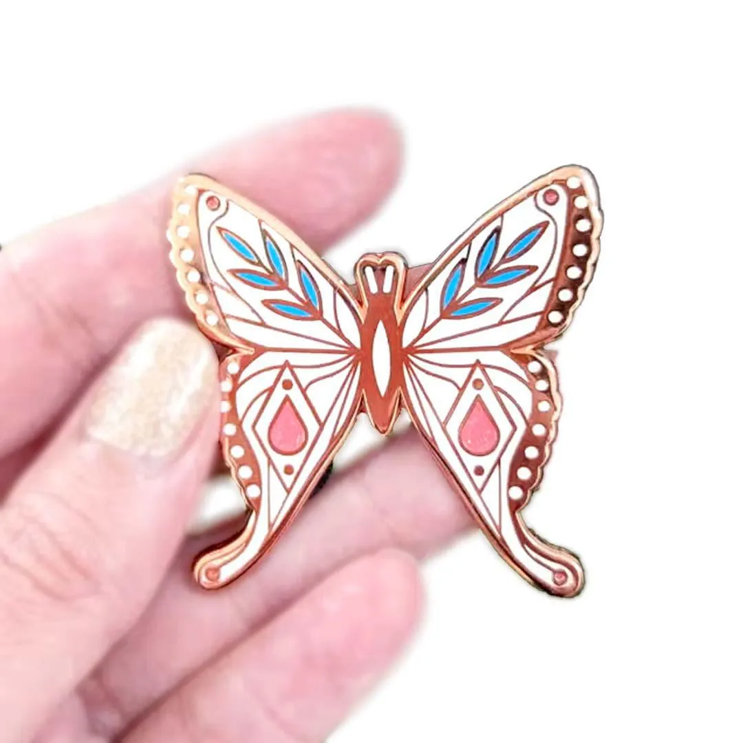 Enamel Pin - White Mid-Century Butterfly by Amber Leaders Designs