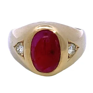 Estate Gent's Ruby and Diamond Ring, 14Kt