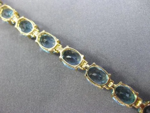 ESTATE LARGE 8.0CT AAA OVAL BLUE TOPAZ 14KT YELLOW GOLD 4 PRONG TENNIS BRACELET