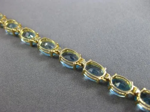 ESTATE LARGE 8.0CT AAA OVAL BLUE TOPAZ 14KT YELLOW GOLD 4 PRONG TENNIS BRACELET