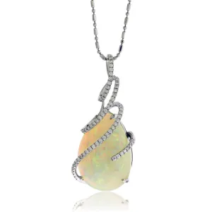 Ethiopian Opal Draped with Diamonds Pendant