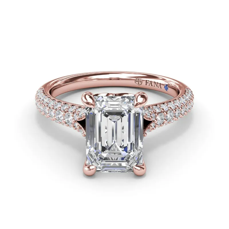 Fana Split Shank Tapered Pave Engagement Ring