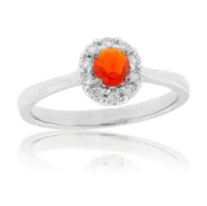 Fire Opal and Diamond Ring