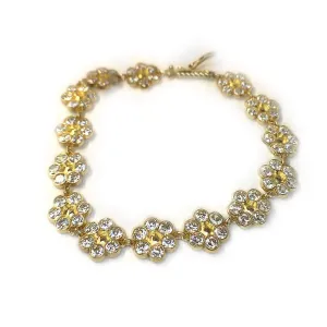 Flower Link Chain Bracelet 14K Yellow Gold