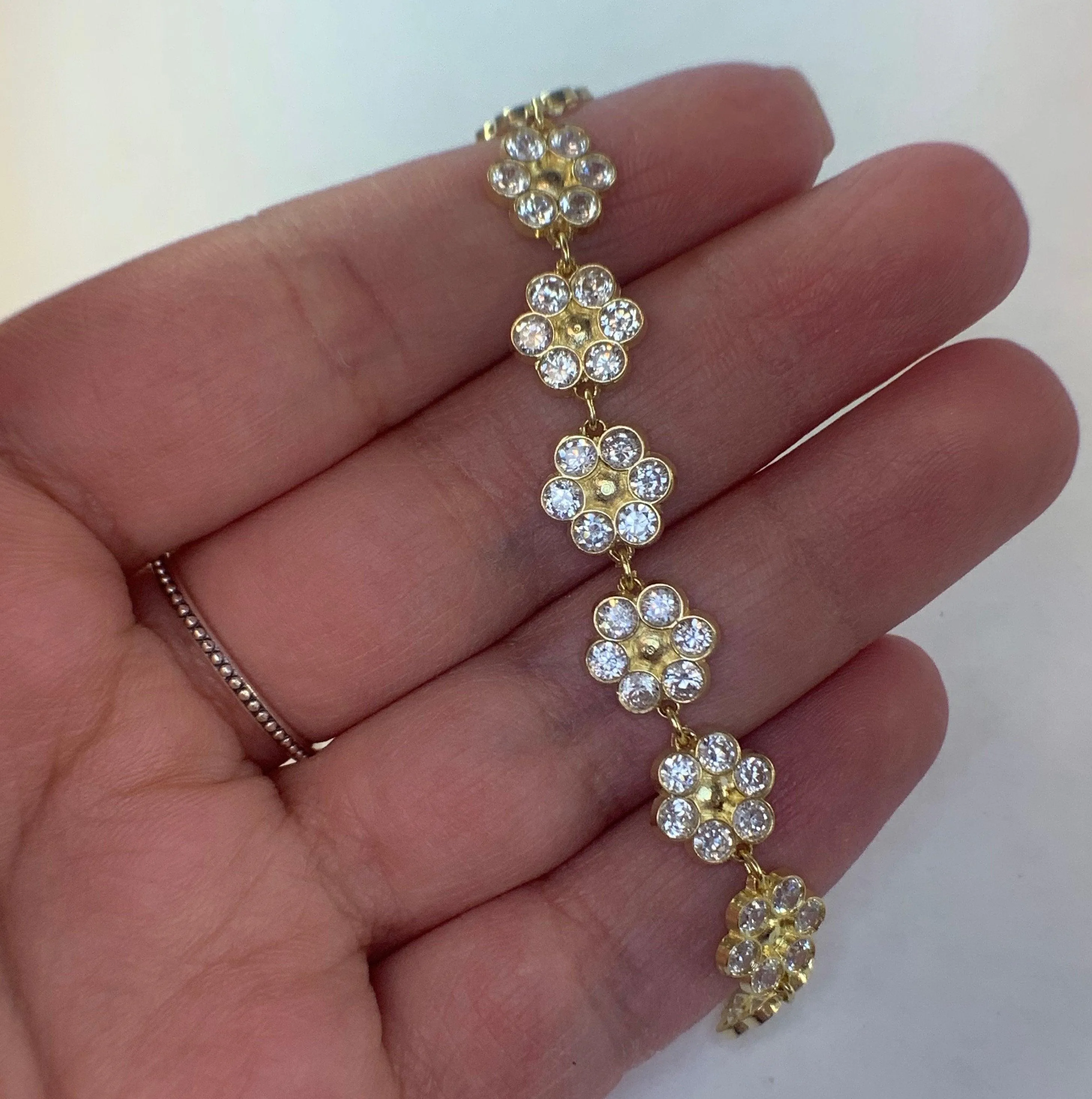 Flower Link Chain Bracelet 14K Yellow Gold