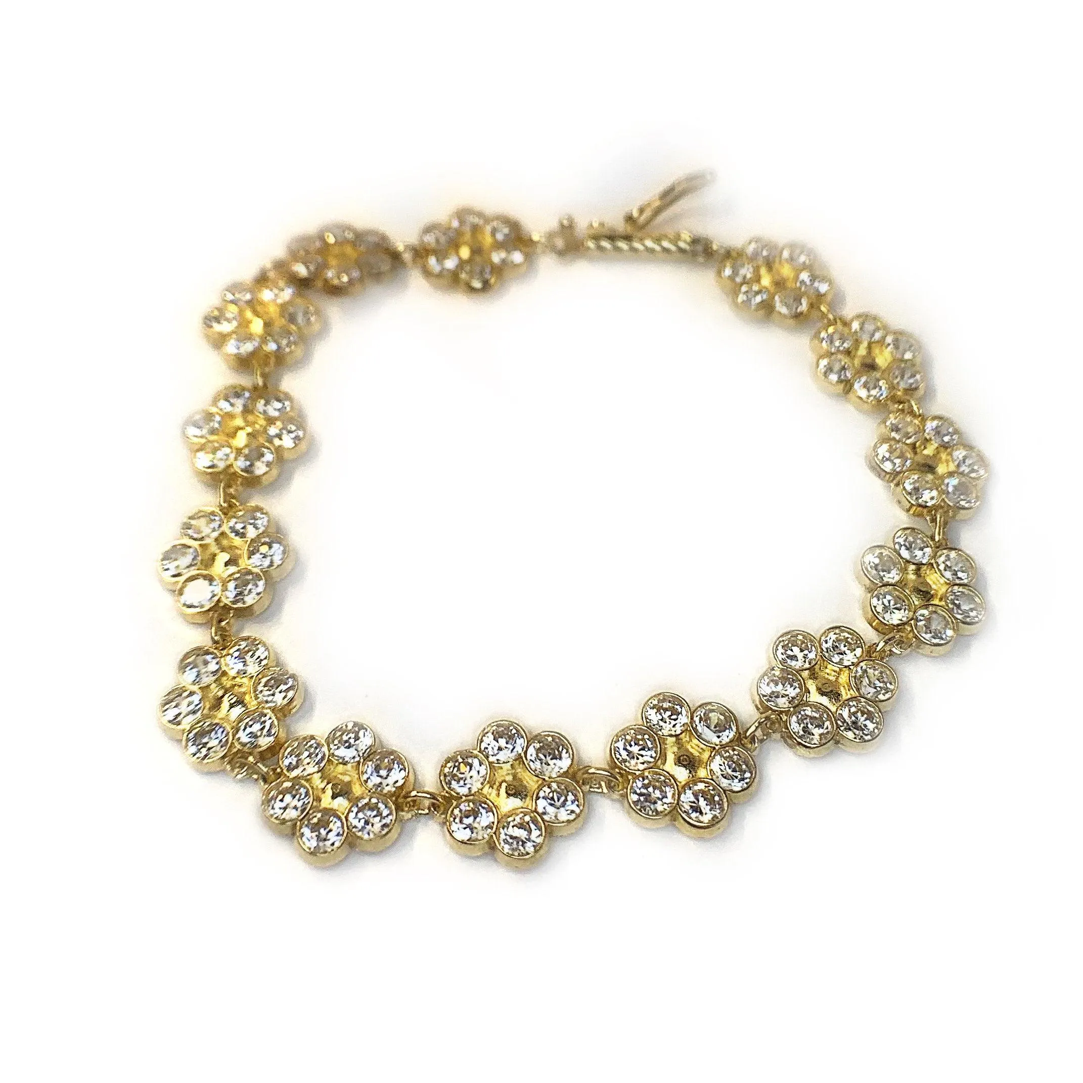 Flower Link Chain Bracelet 14K Yellow Gold