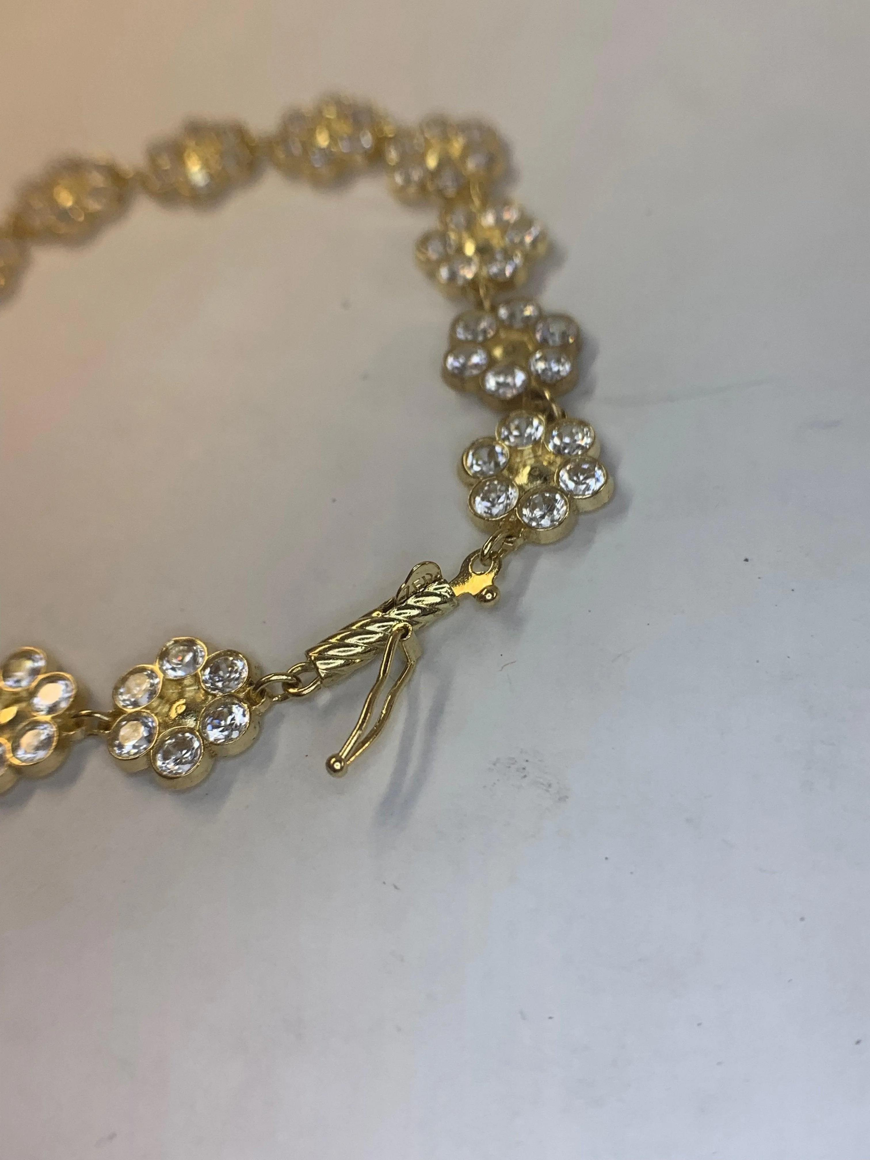 Flower Link Chain Bracelet 14K Yellow Gold