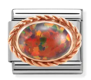 Gemstone - Red Opal Stone Twisted Rosegold Charm