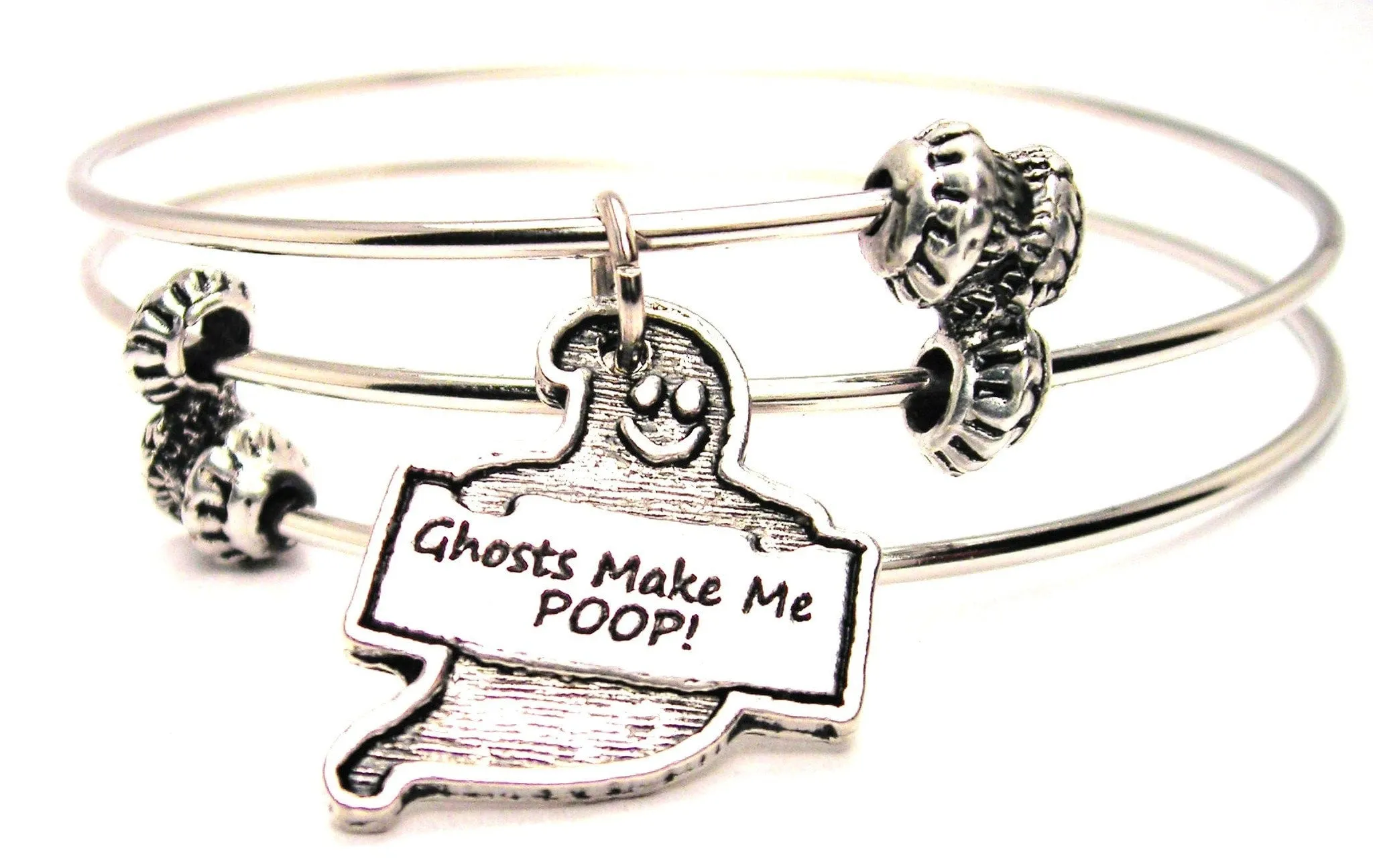 Ghosts Make Me Poop Triple Style Expandable Bangle Bracelet