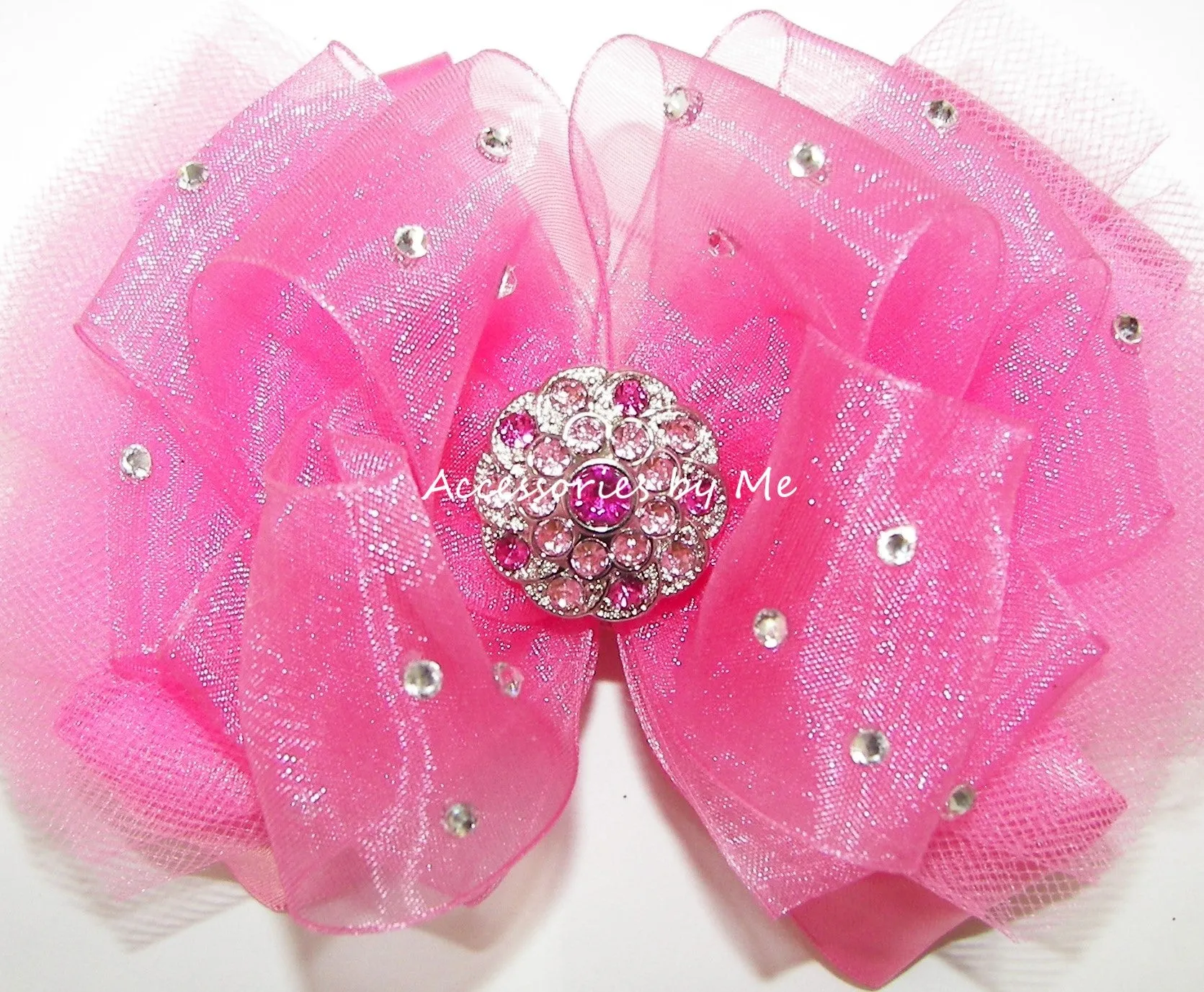 Glitzy Hot Pink Organza Tutu Bow