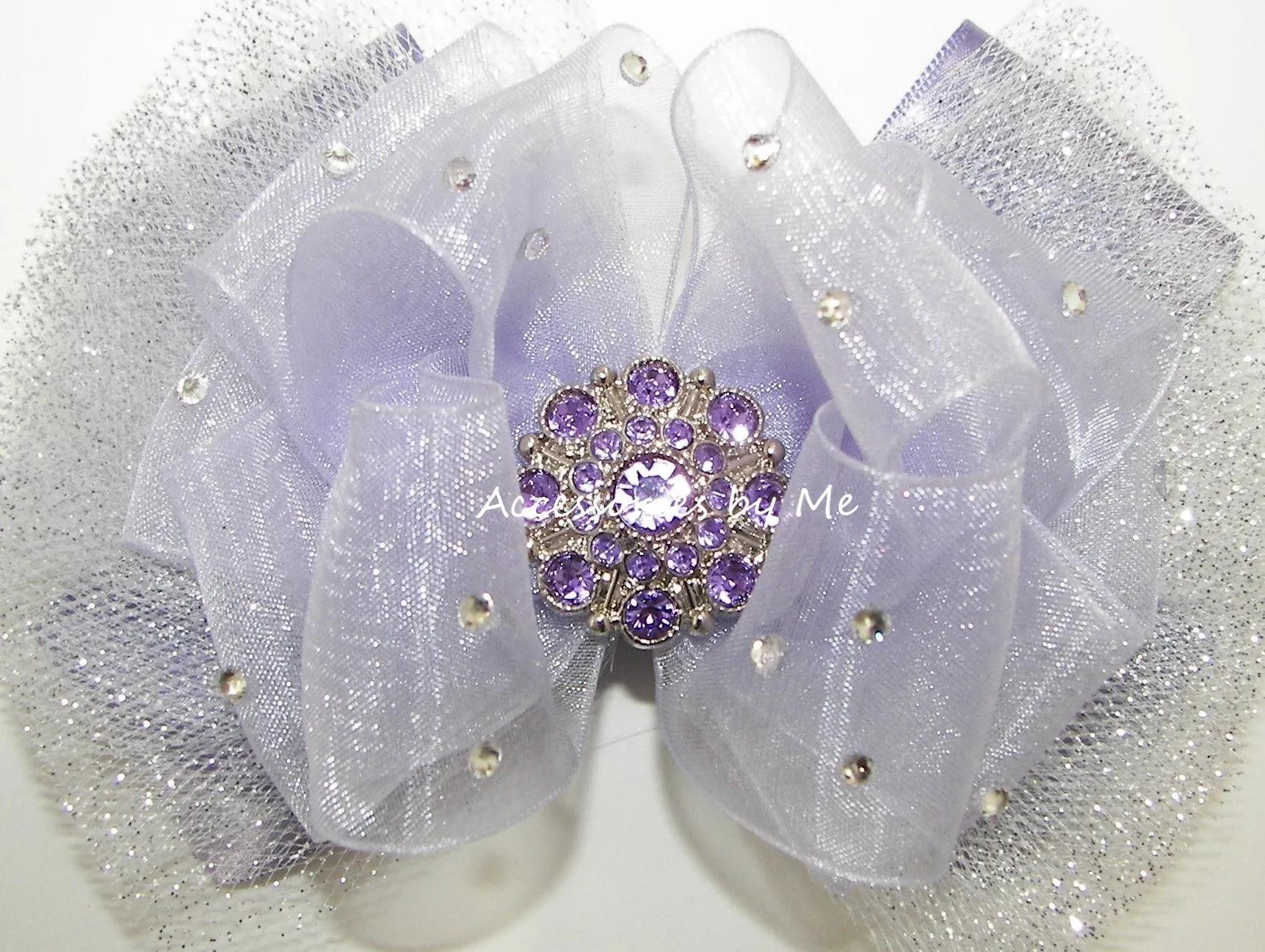 Glitzy Lilac Organza Tutu Hair Bow