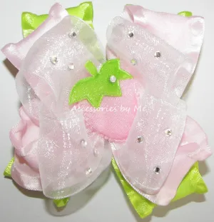 Glitzy Pink Strawberry Shortcake Hair Bow