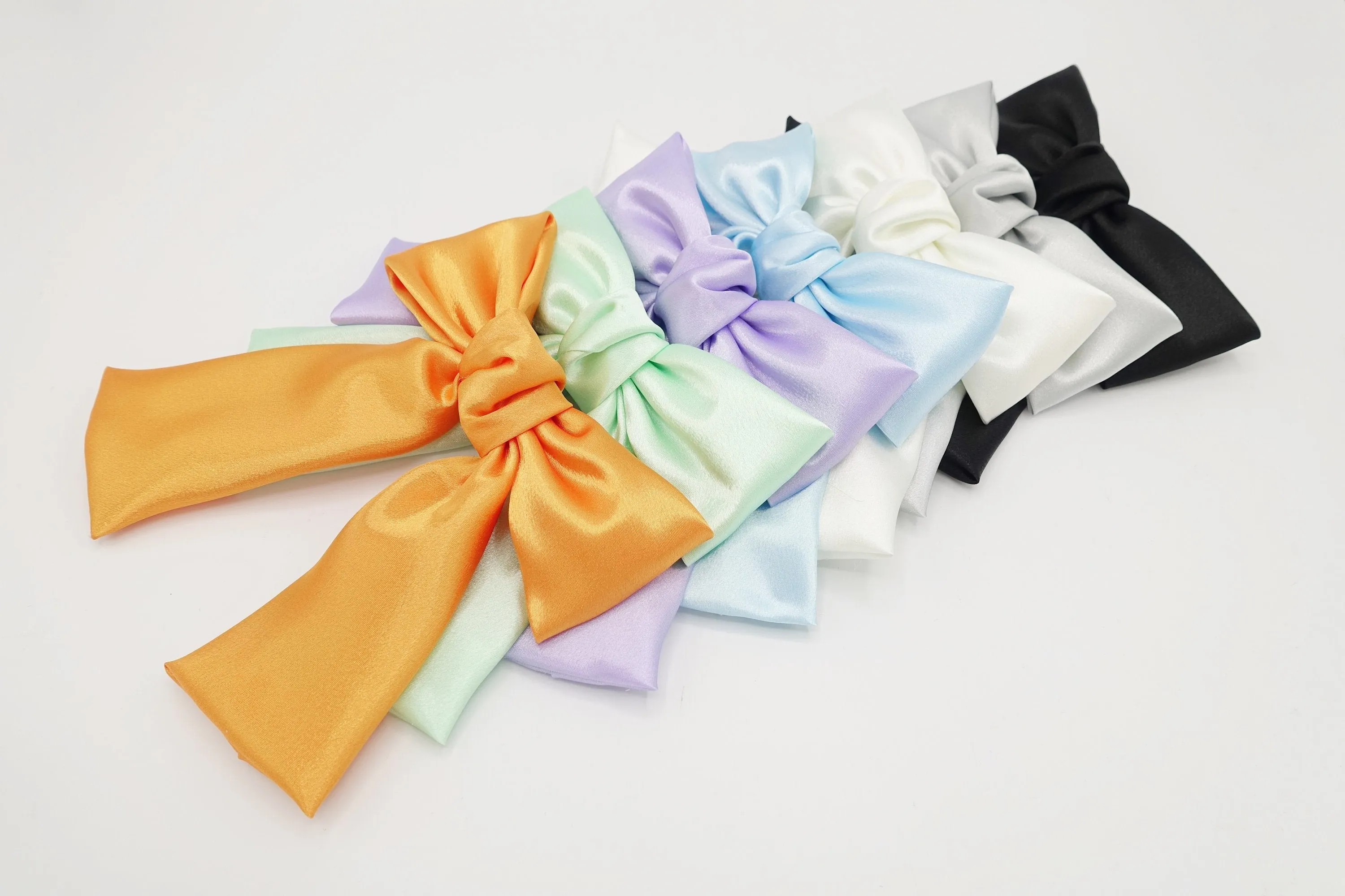 glossy satin tail hair bow in regular size hair accessory for women