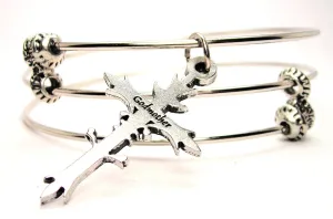 Godmother Cross Triple Style Expandable Bangle Bracelet