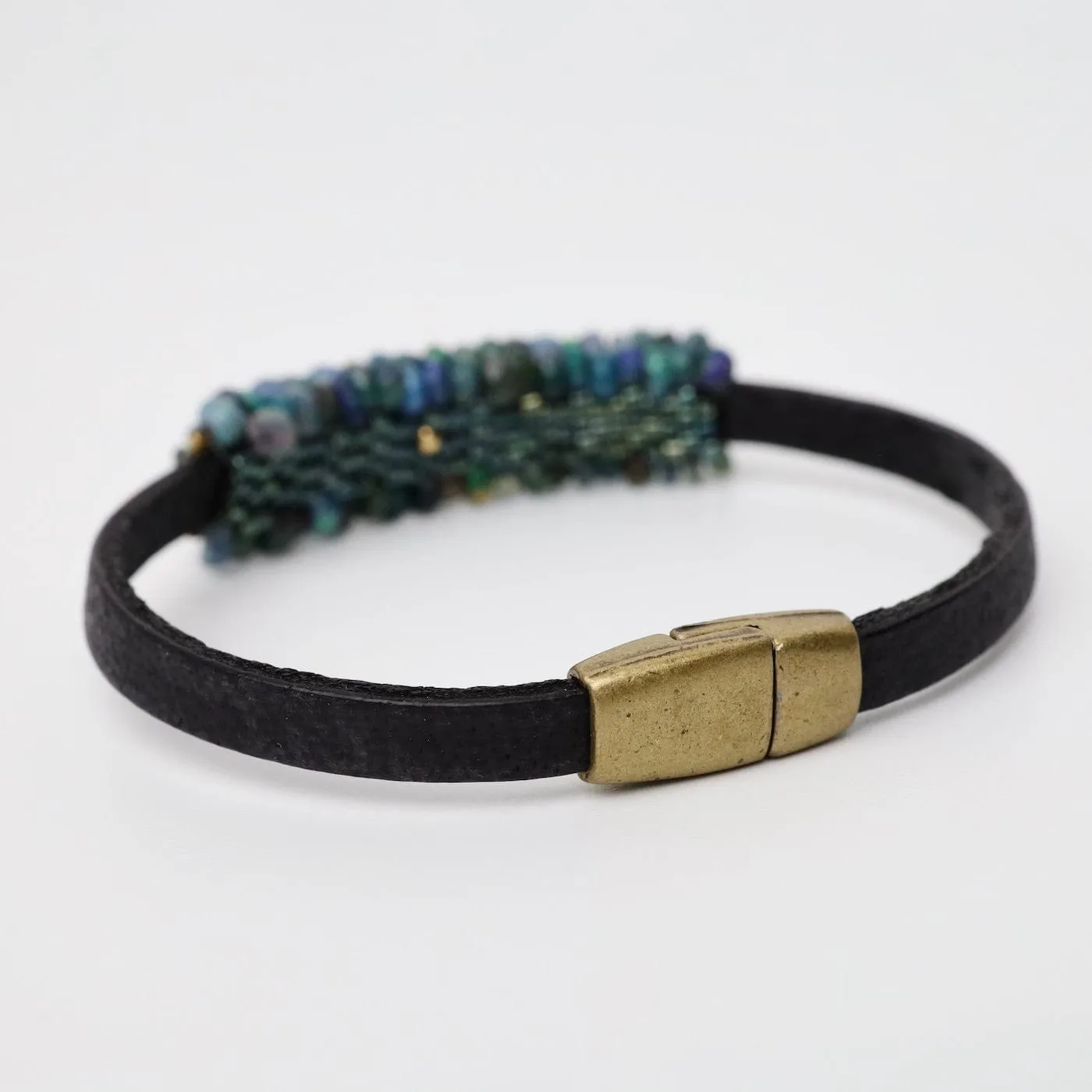 Hand Stitched Black Opal Bracelet