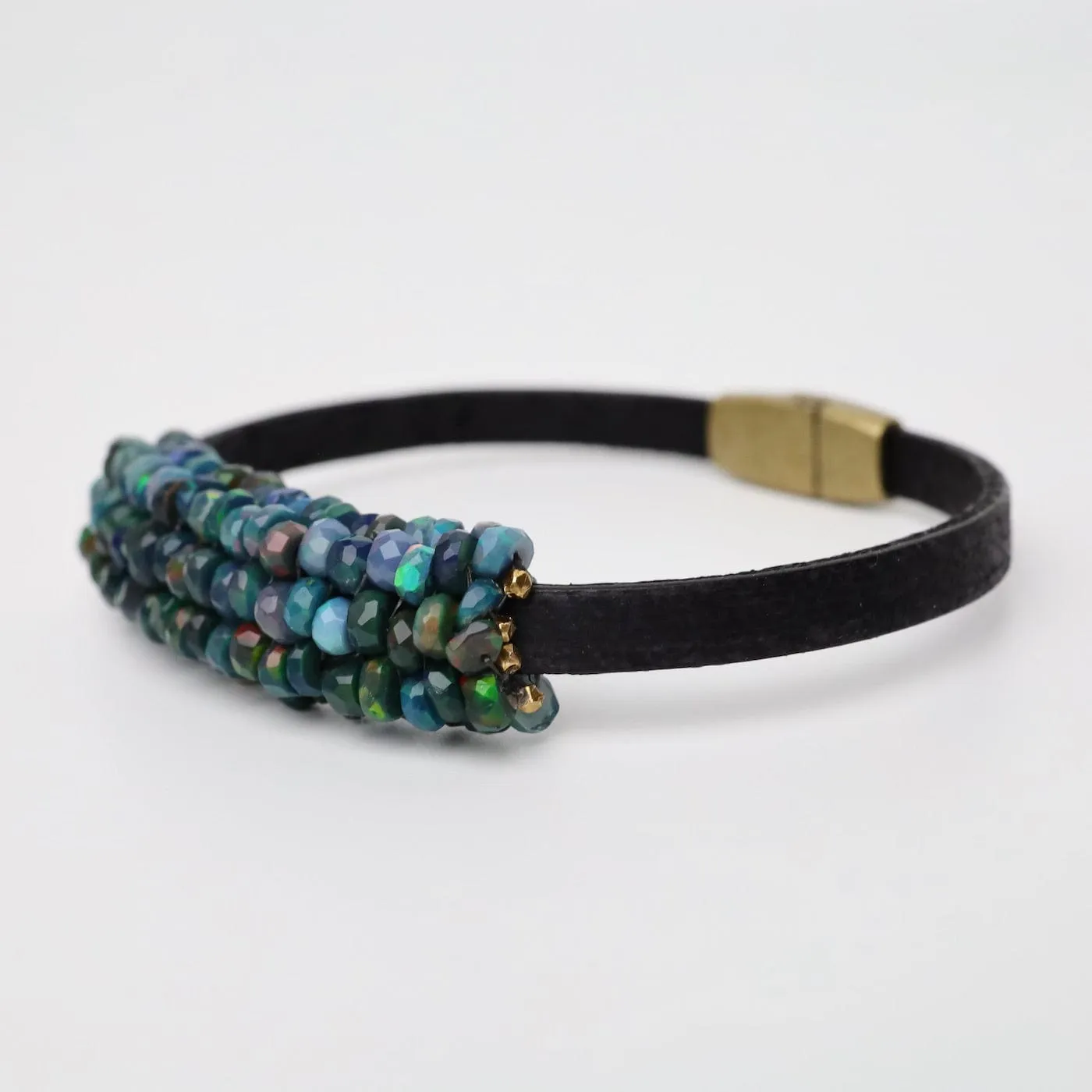 Hand Stitched Black Opal Bracelet