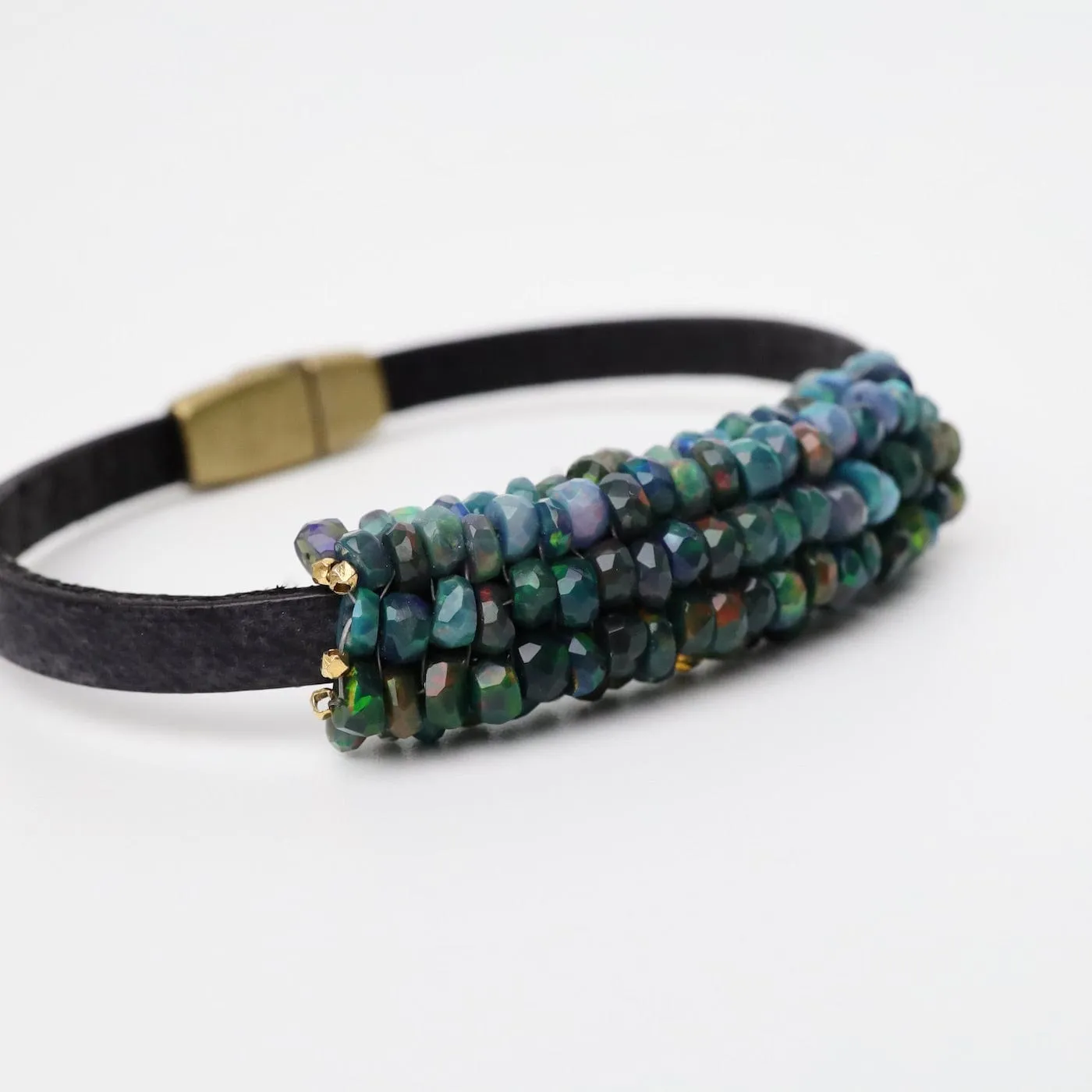 Hand Stitched Black Opal Bracelet