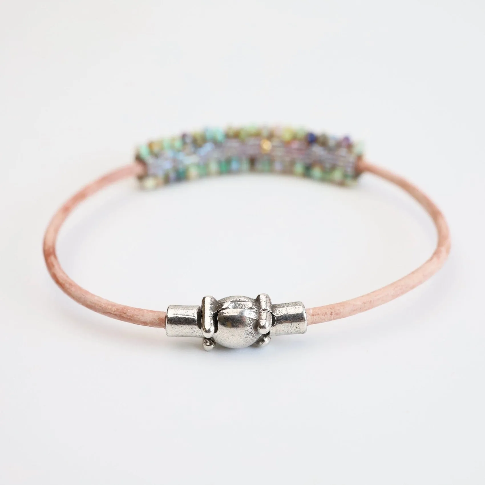 Hand Stitched Mexican Opal Bracelet with Tiny Vermeil Trim