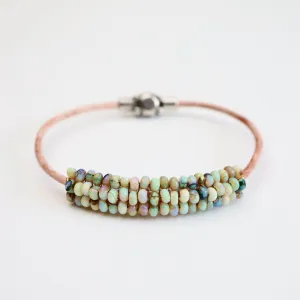 Hand Stitched Mexican Opal Bracelet with Tiny Vermeil Trim