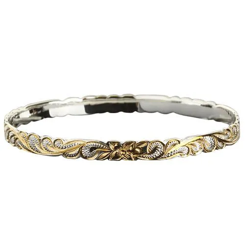 Hawaiian Jewelry Queen Cut Out Two Tone Baby Bangle