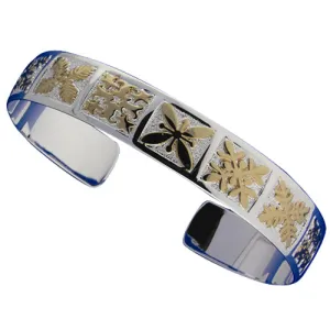 Hawaiian Jewelry Quilt Two Tone Cuff Bangle