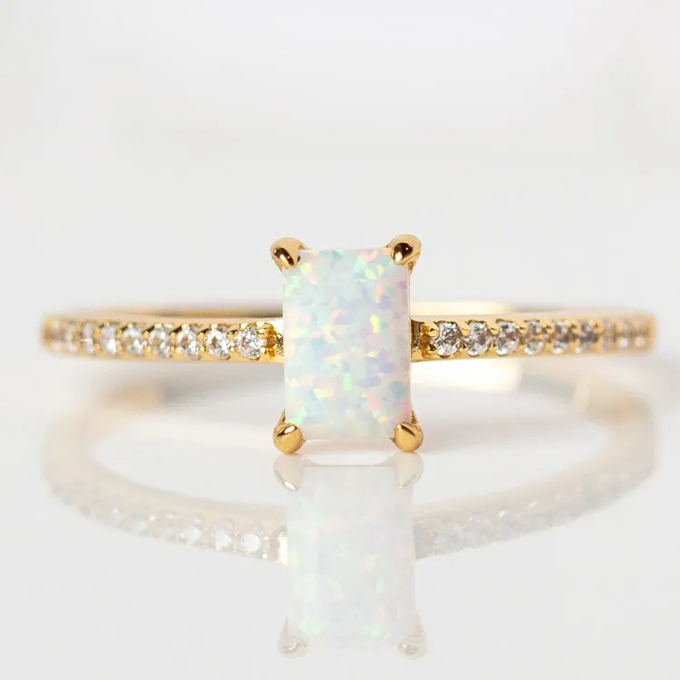 Hopeful Opal Baguette Ring