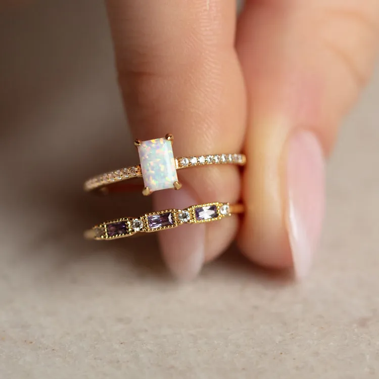 Hopeful Opal Baguette Ring