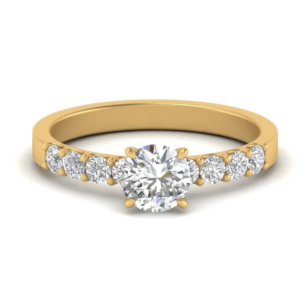 IGI Certified 1/2 - 5 Carat Lab Grown Diamond U Prong Side Stone Engagement Ring 14K Gold